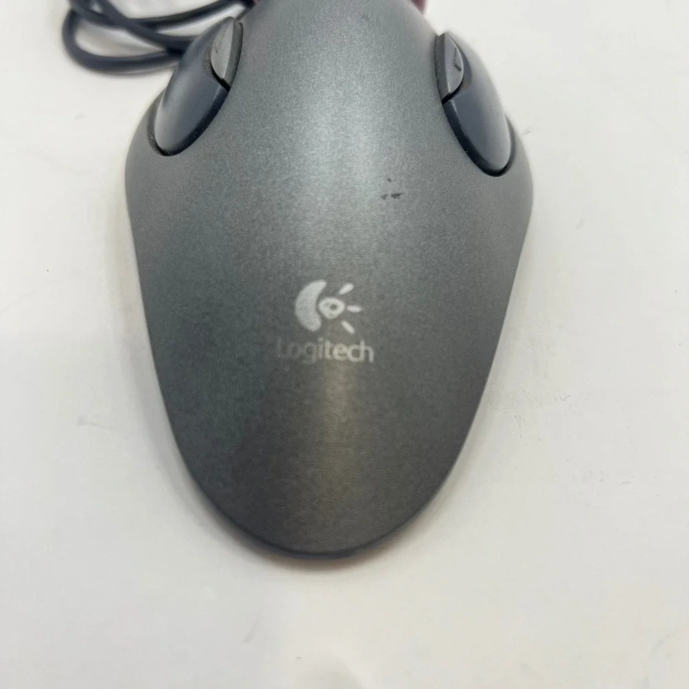 Logitech Marble Mouse USB Trackball T-BC21 Grey Red Ambidextrous Wired T-BC21